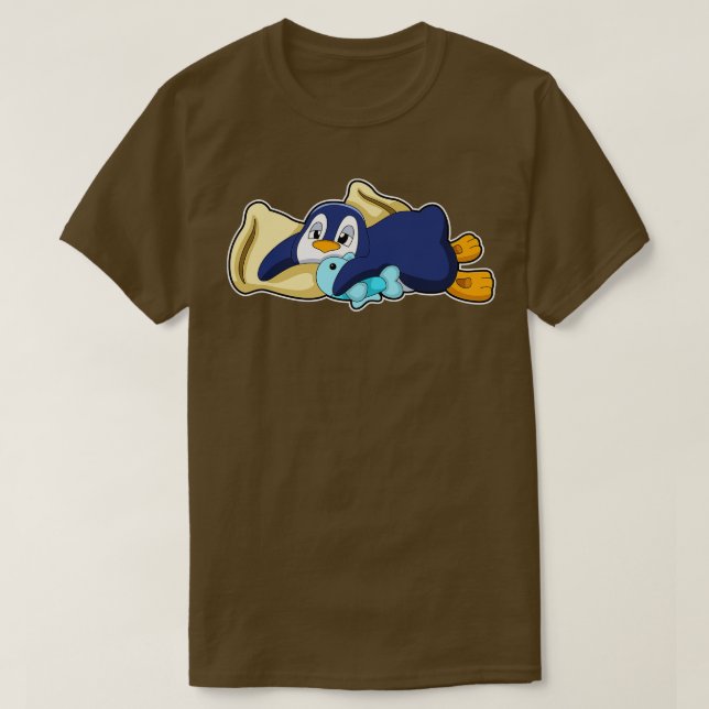 Penguin at Sleeping with Pillow T-Shirt (Design Front)