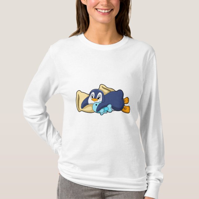 Penguin at Sleeping with Pillow T-Shirt (Front)