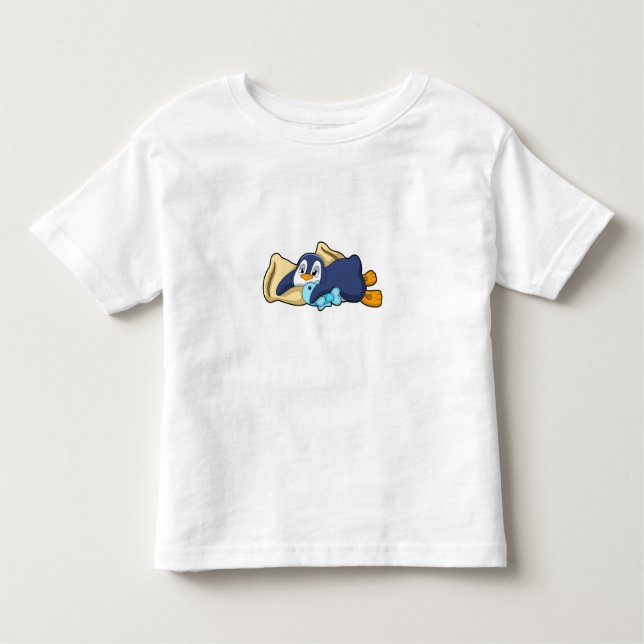 Penguin at Sleeping with Pillow Toddler T-Shirt (Front)