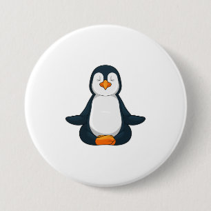 Penguin at Yoga Fitness in Sitting 7.5 Cm Round Badge