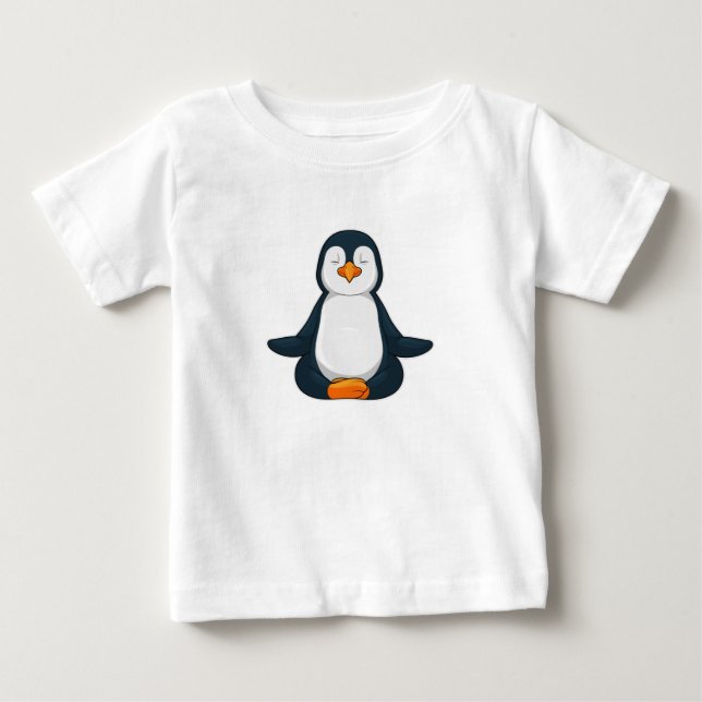 Penguin at Yoga Fitness in Sitting Baby T-Shirt (Front)