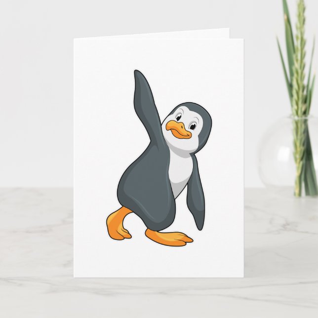 Penguin at Yoga Stretching exercise Card (Front)