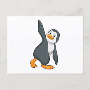 Penguin at Yoga Stretching exercise Postcard