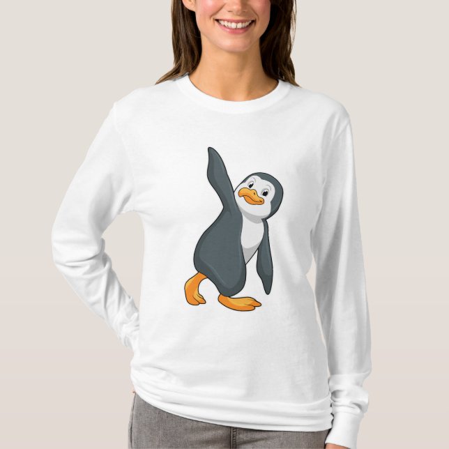 Penguin at Yoga Stretching exercise T-Shirt (Front)
