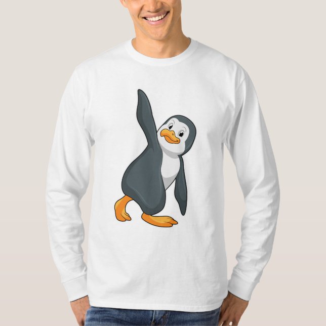 Penguin at Yoga Stretching exercise T-Shirt (Front)