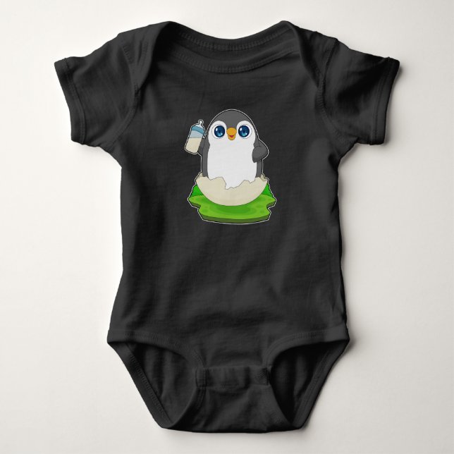Penguin Baby bottle Milk Bodysuit (Front)