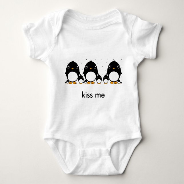 penguin baby , kiss me baby bodysuit (Front)
