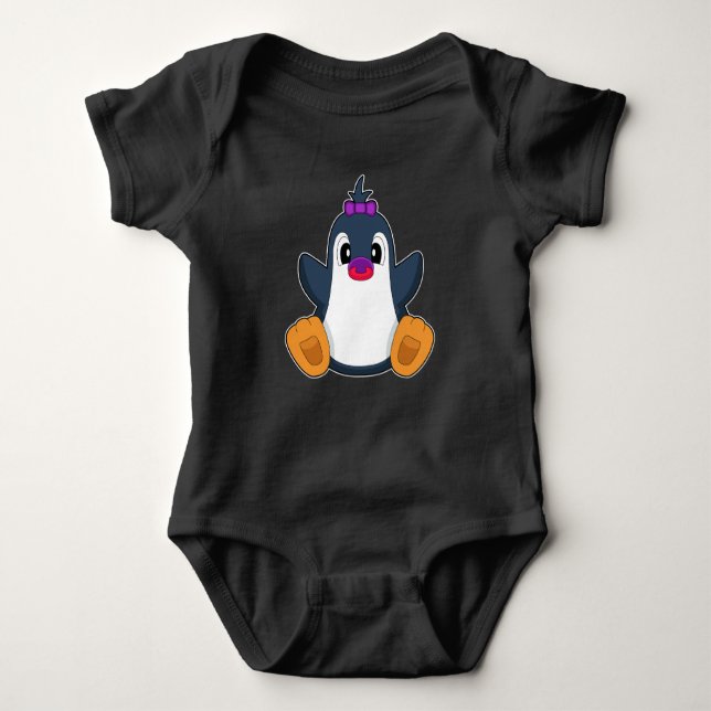 Penguin Baby Pacifier Baby Bodysuit (Front)