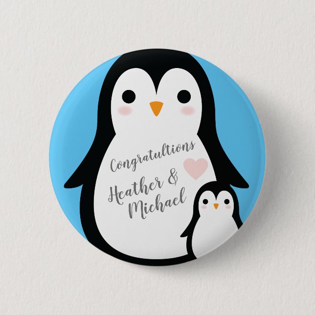 Penguin Baby Shower 6 Cm Round Badge (Front)