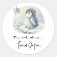 Penguin - baby shower bookplate