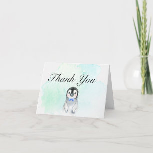 Penguin Baby Shower Boy Thank You Card
