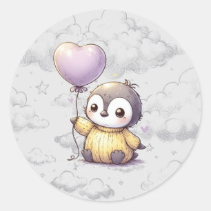 Penguin Baby Shower Classic Round Sticker