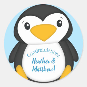 Penguin Baby Shower Classic Round Sticker