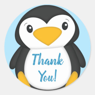 Penguin Baby Shower Classic Round Sticker