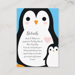 Penguin Baby Shower Enclosure Card