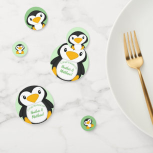 Penguin Baby Shower Green Confetti