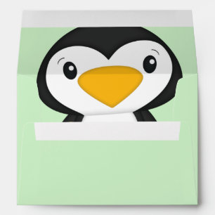 Penguin Baby Shower Green Envelope