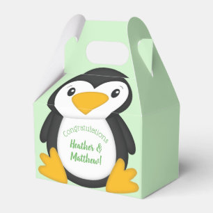 Penguin Baby Shower Green Favour Box