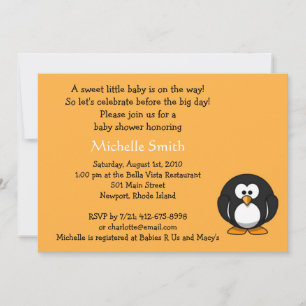 penguin; baby shower invitation