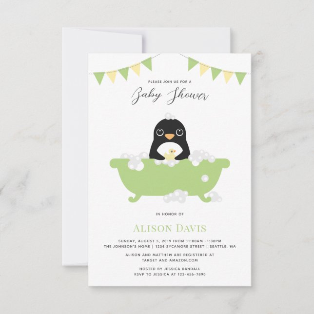 Penguin Baby Shower Invitation (Front)