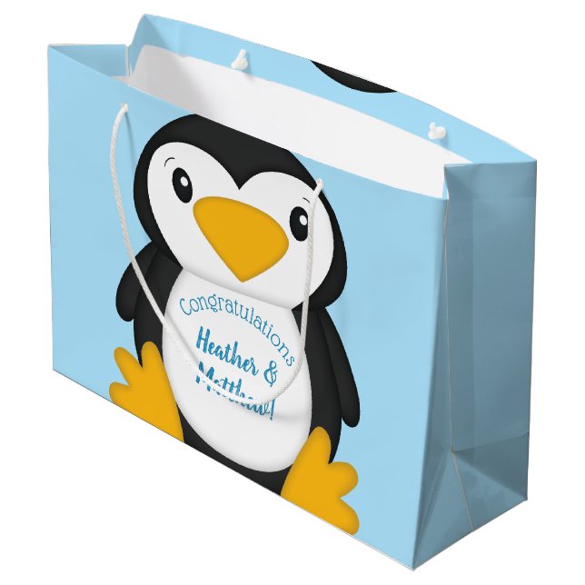 Penguin Baby Shower Large Gift Bag (Back Angled)
