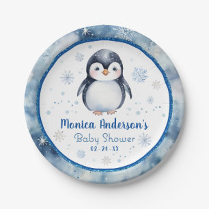 Penguin Baby Shower Paper Plates – Winter