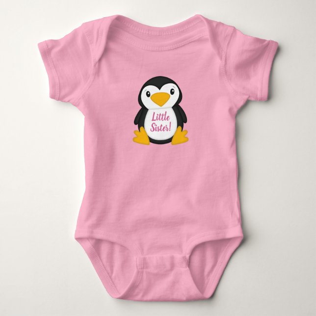 Penguin Baby Shower Pink Bodysuit (Front)