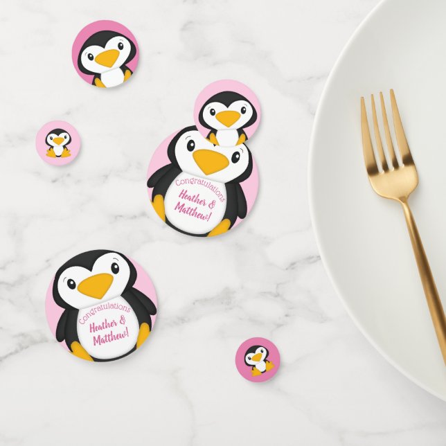 Penguin Baby Shower Pink Confetti (Group)