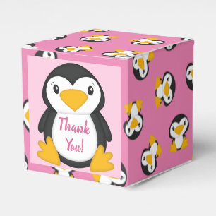 Penguin Baby Shower Pink Favour Box