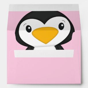 Penguin Baby Shower Pink Girl Envelope