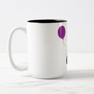 penguin, balloon, cute Two-Tone coffee mug
