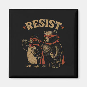 Penguin Bear Flippers Up Resist Funny Penguins Aga Magnet