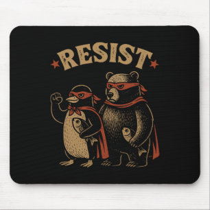 Penguin Bear Flippers Up Resist Funny Penguins Aga Mouse Pad