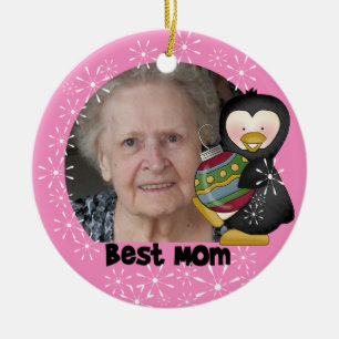 Penguin Best Mum Photo Keepsake Ornament