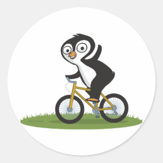 Penguin Biker Classic Round Sticker