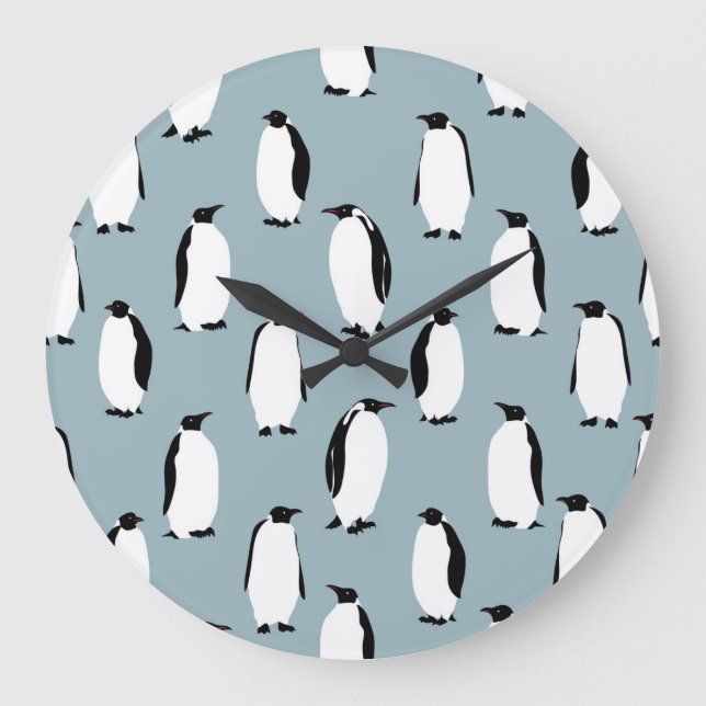 Penguin Bird Animal Cute Pattern Large Clock (Front)