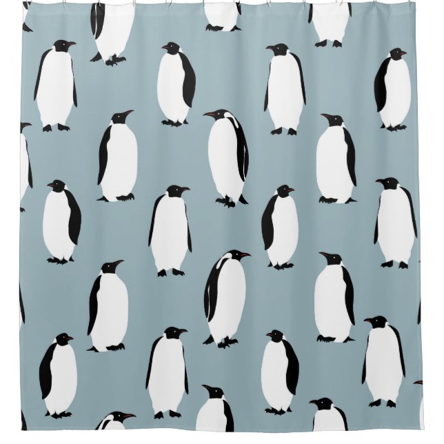 Penguin Bird Animal Cute Pattern Shower Curtain (Front)