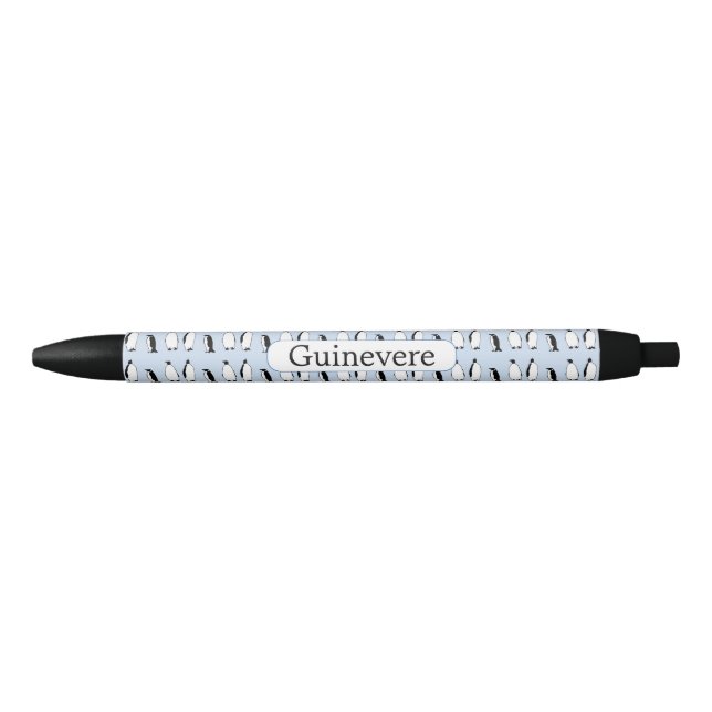 Penguin Bird Blue Animal Polar Winter Personalised Black Ink Pen (Front)