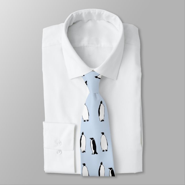 Penguin Bird Blue Arctic Animal Polar Winter Tie (Tied)