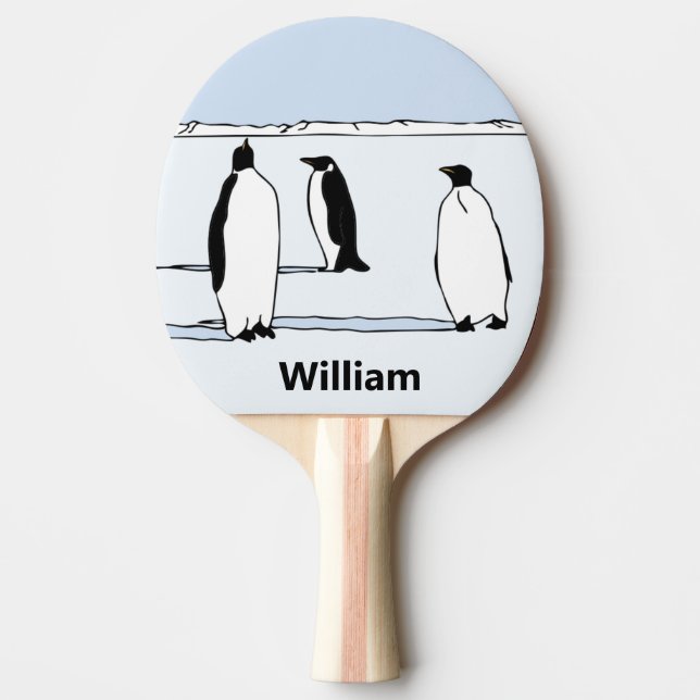 Penguin Bird Cool Personalised Blue Table Tennis  Ping Pong Paddle (Front)