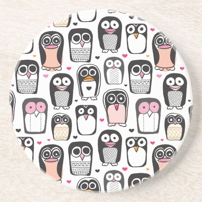penguin bird illustration background coaster (Front)