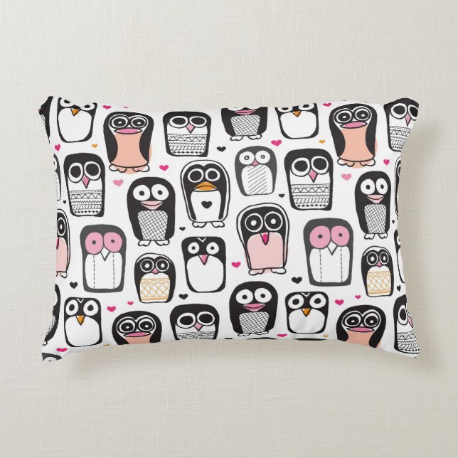 penguin bird illustration background decorative cushion (Front)