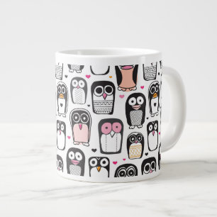 penguin bird illustration background large coffee mug