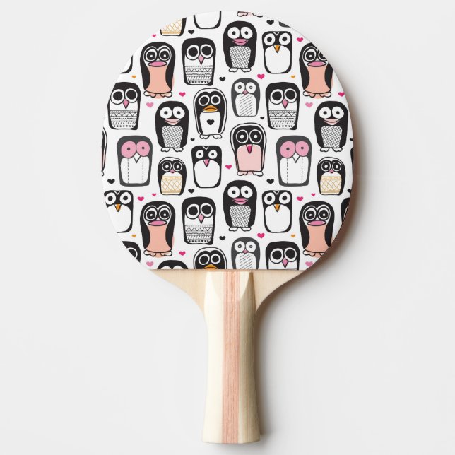 penguin bird illustration background ping pong paddle (Front)
