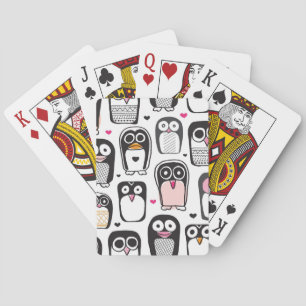 penguin bird illustration background playing cards