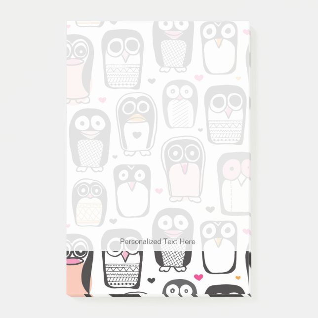 penguin bird illustration background post-it notes (Front)
