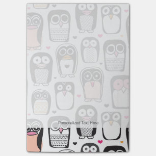 penguin bird illustration background post-it notes