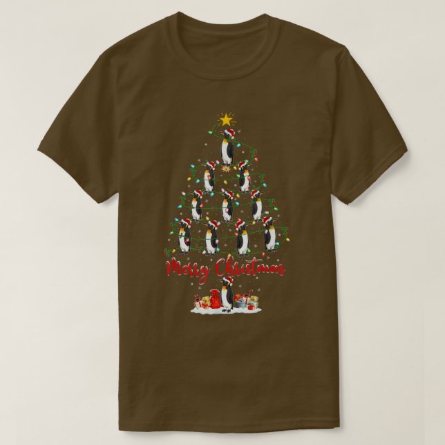 Penguin Bird Lover Matching Santa Penguin Christma T-Shirt (Design Front)