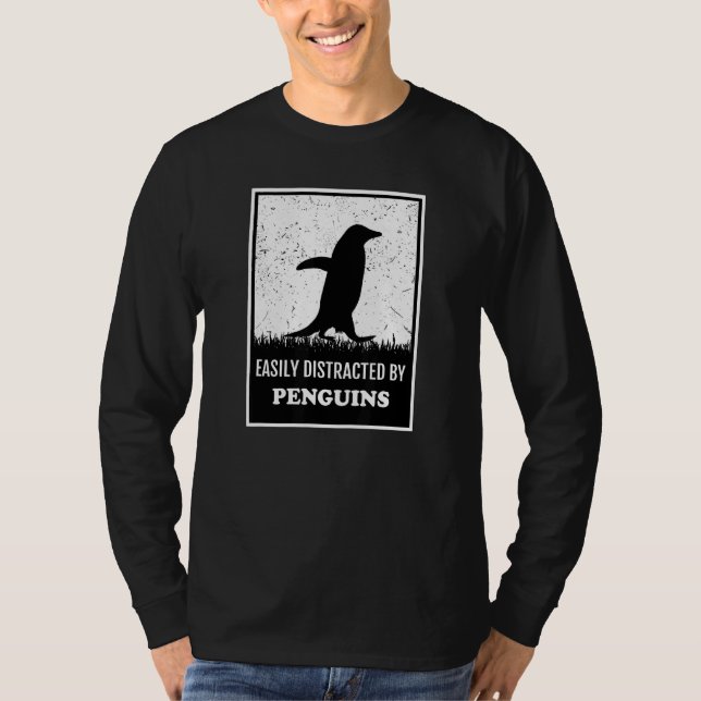 Penguin Bird Silhouette  Easily Distracted By Peng T-Shirt (Front)