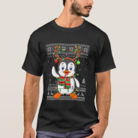 Penguin Bird Xmas Lights Reindeer Hat Ugly Penguin